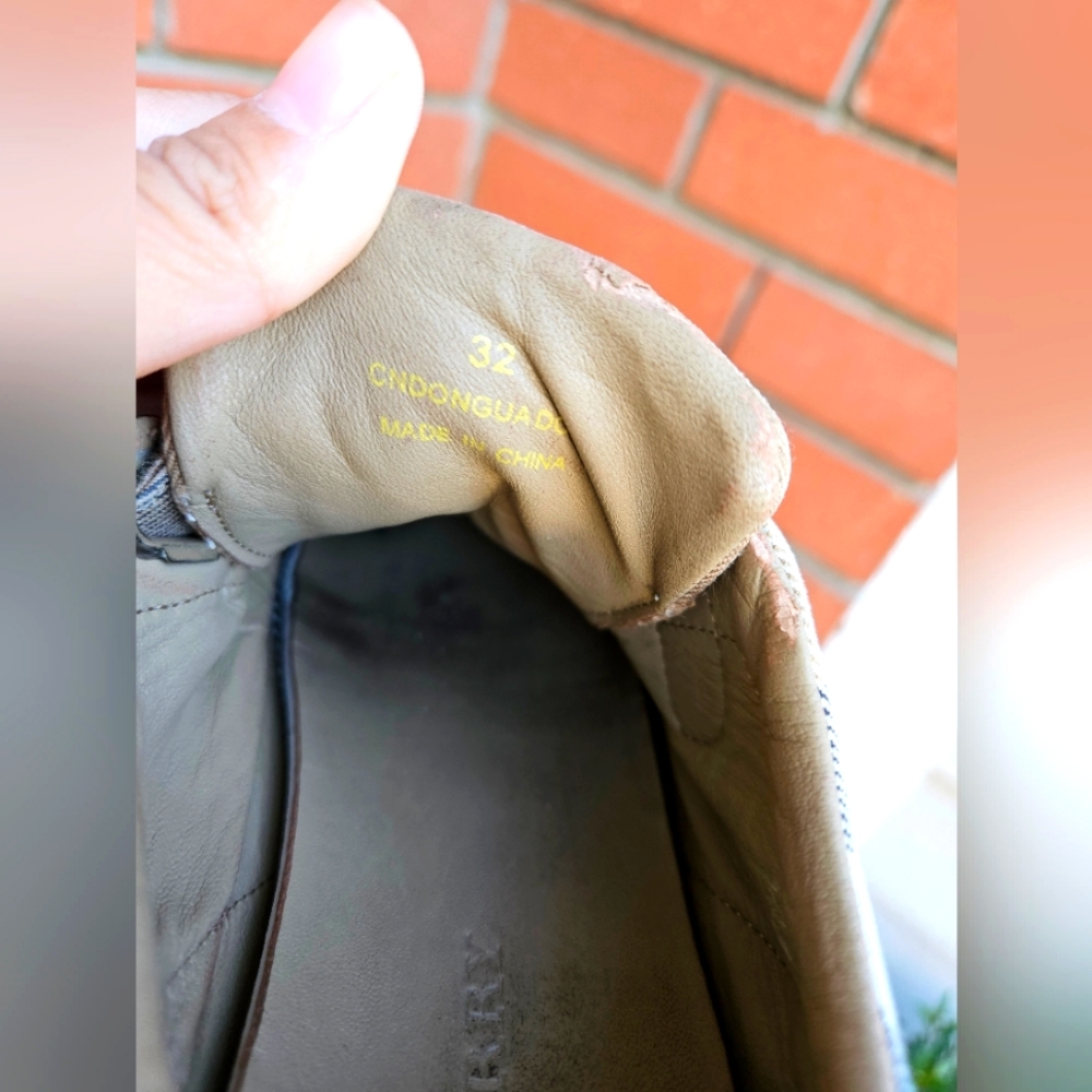 Burberry Kids Checked Trainers Beige Vintage green sole Size EU32 - Picture 4 of 12